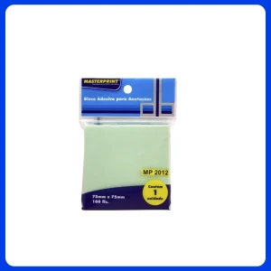 Bloco Adesivo P/ Anotacoes Mp2012 75mm X 75mm Verde 1x100fls Masterprint