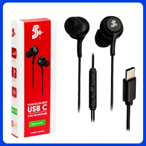 Fone de Ouvido Tipo C Alta Definição Auricular C/ Microfone Preto 043-0040