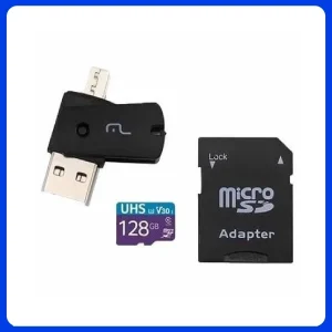 Cartao de Memoria Multilaser Adaptador Usb Dual Drive + Adaptador Sd 128gb Mc153